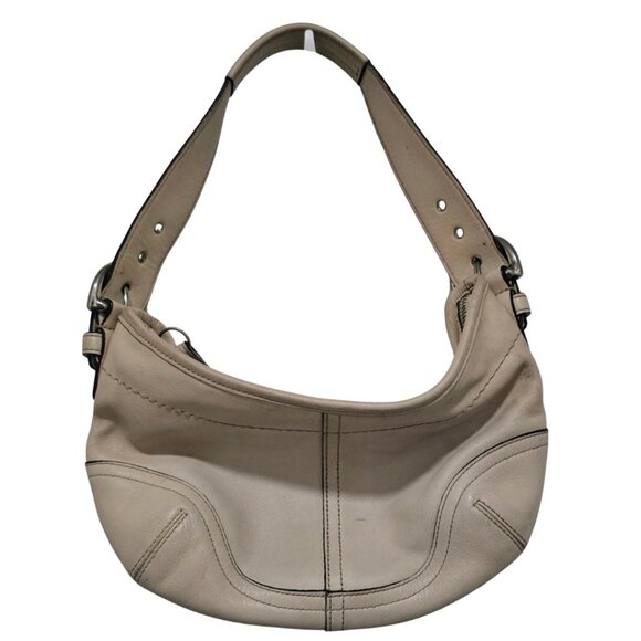 Vintage Coach Y2K Off-White Leather Hobo Bag – Small Shoulder Purse 🤍👜 - Picture 1 of 6